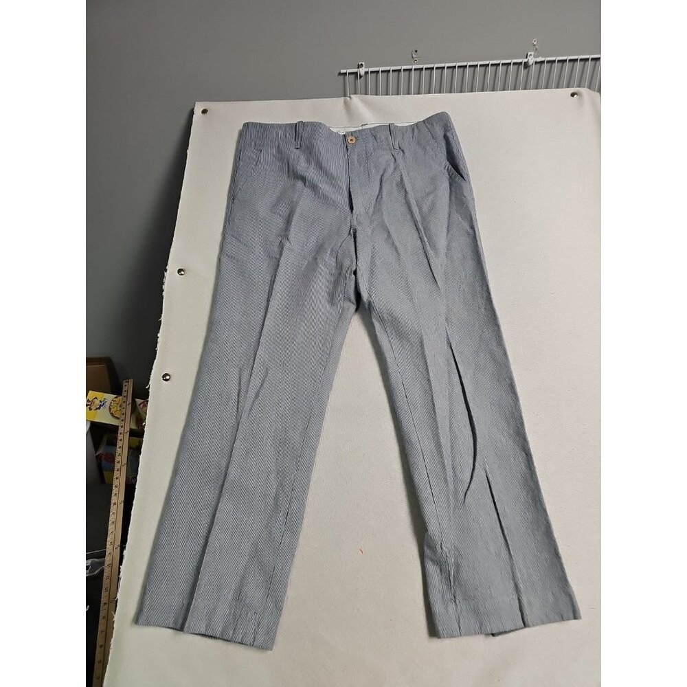 Banana Republic Pants Blue Stripe Linen Cotton Relaxed Fit Drawstring Mens 35x30